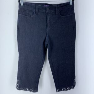 NYDJ Womens 12P Ariel Crop‎ Jeans Studs Bling Beach Vacation Slimming Tummy Lift